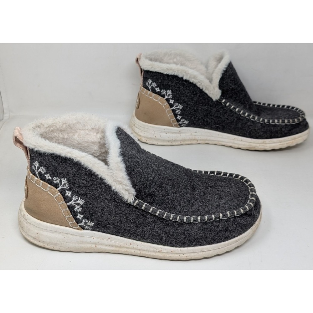 Hey Dude Women's Denny Faux Shearling Ankle Boots Wool Grey Women's Size 9 VTG